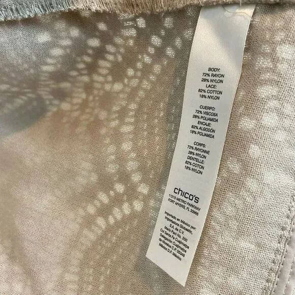 Chico's Vest Romantic Cottage Crochet Lace Open Front Sz 10 12 Tan Cream NWT - Picture 6 of 16